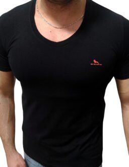 Czarny T-shirt W Serek Red Logo '24